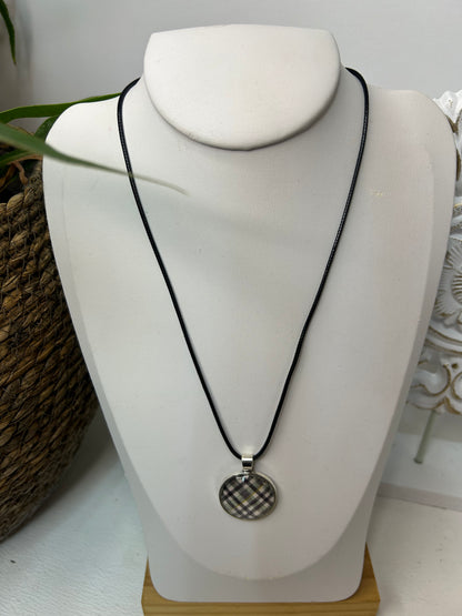 Handgemachte Cabochon Kette kariert - Schmuck