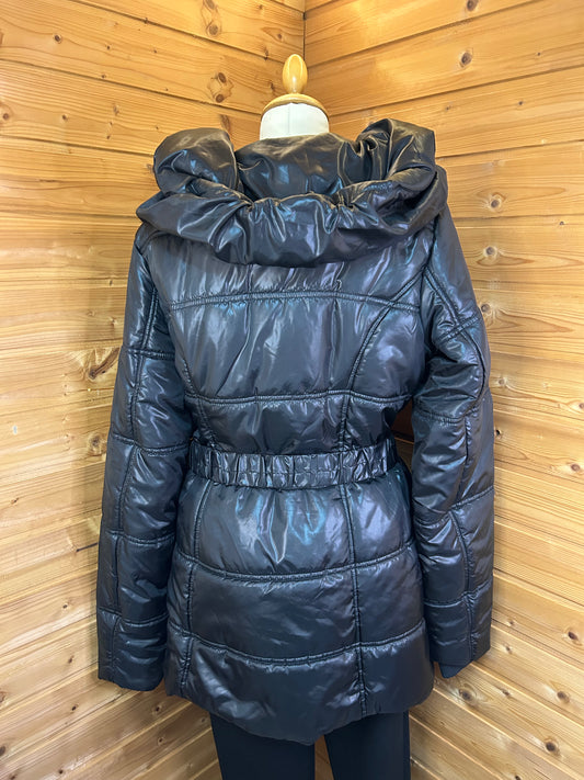 Schillernde Jacke Lang mit Taillen Gürtel - Madonna - Gr. XXL / 44