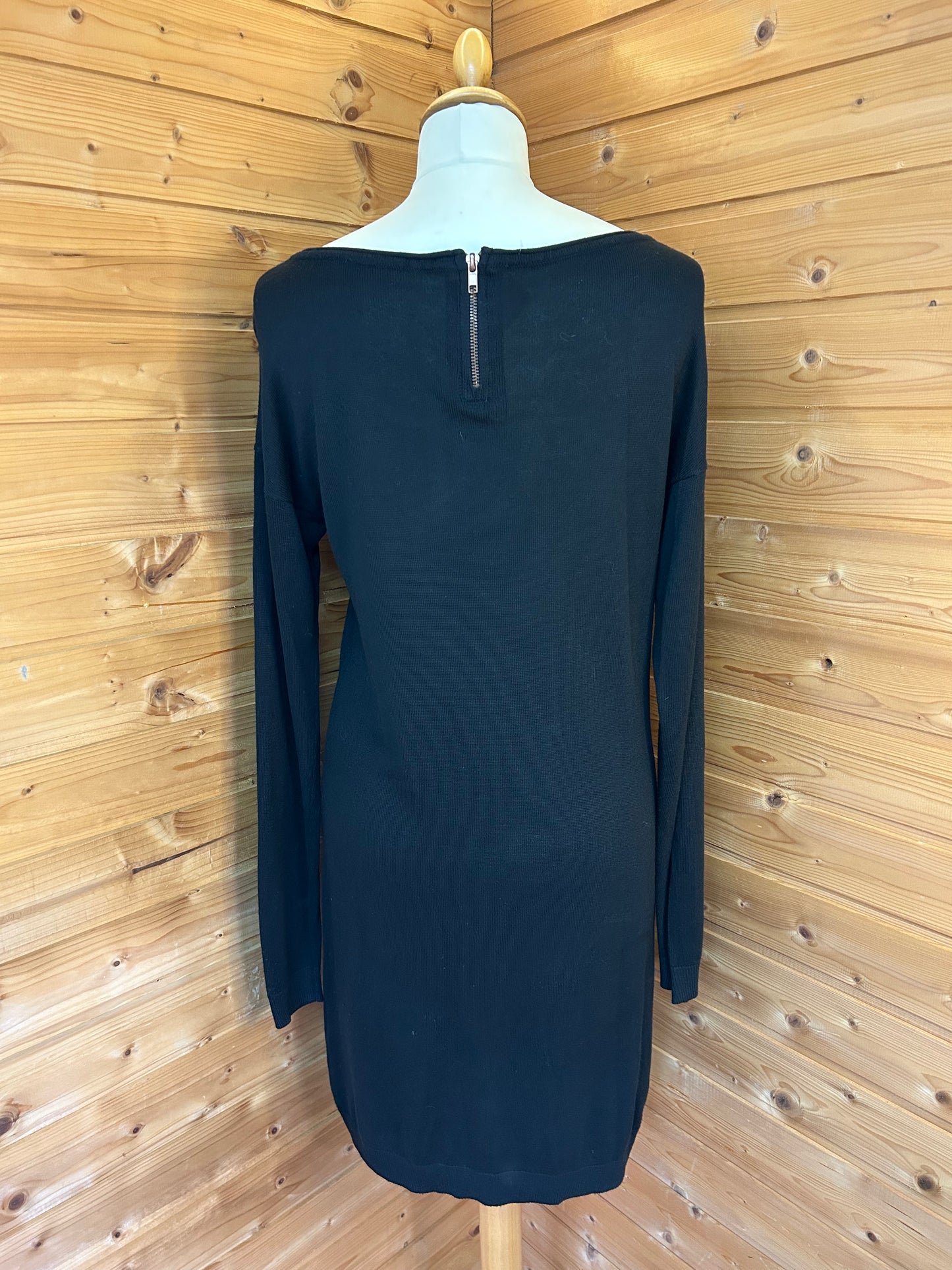 Basic schwarzes Strickkleid - Gr. L / 40