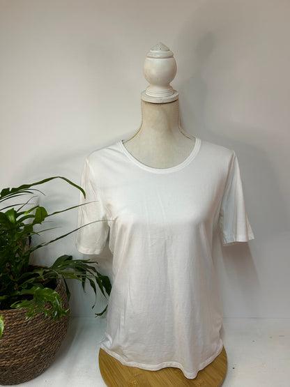 Basic T-shirt Reinweiß - VINCITA - Gr. L / 40