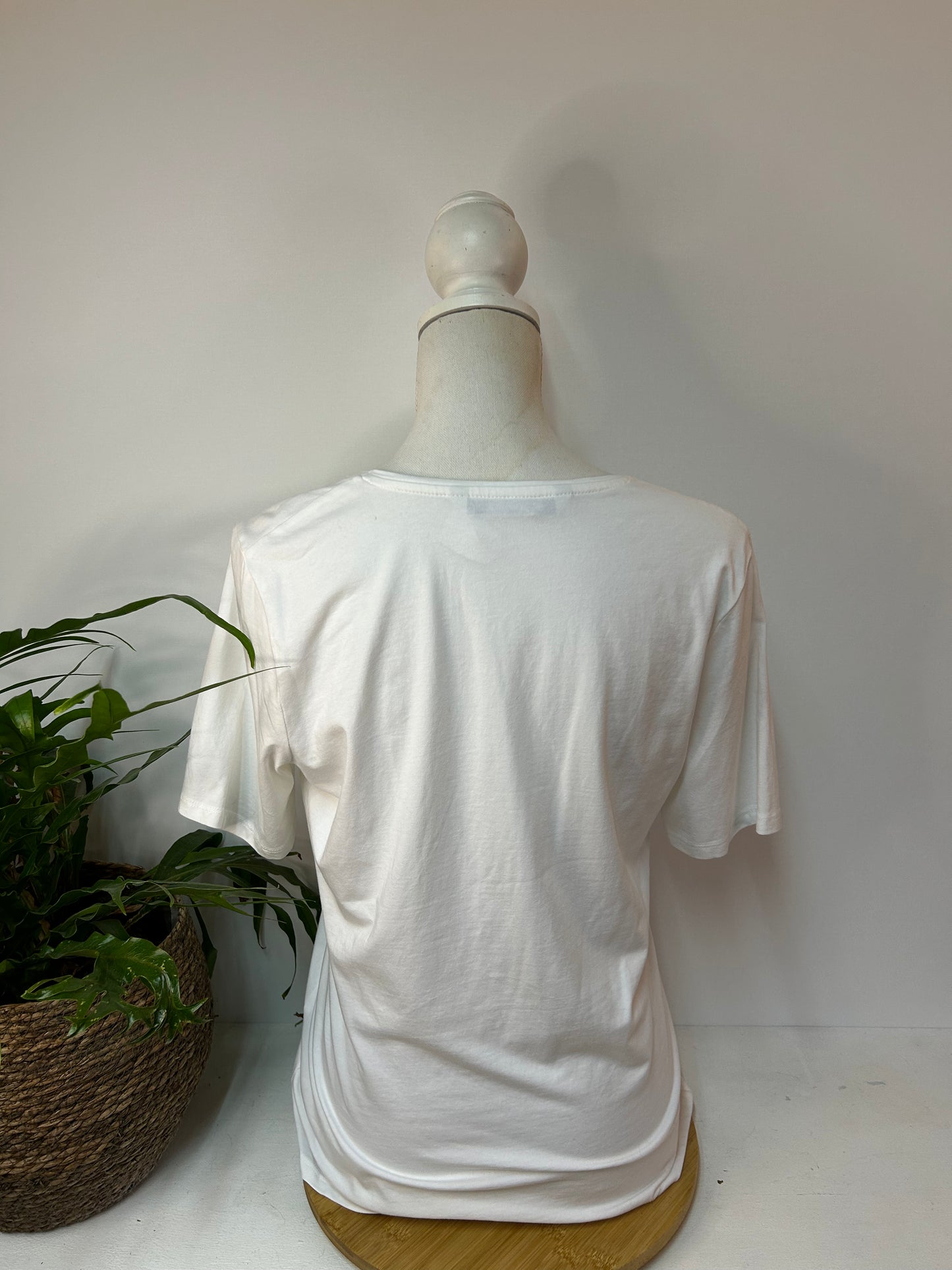 Basic T-shirt Reinweiß - VINCITA - Gr. L / 40