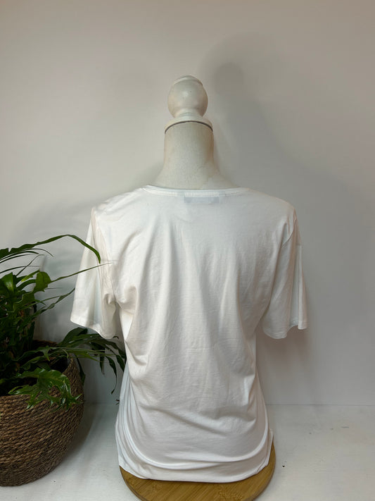 Basic T-shirt Reinweiß - VINCITA - Gr. L / 40