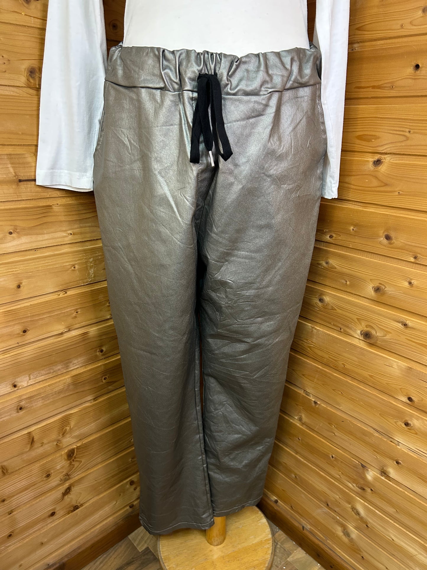 Metallic Stoffhose Silber - Made in Italy - Einheitsgröße