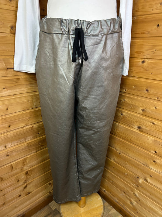 Metallic Stoffhose Silber - Made in Italy - Einheitsgröße