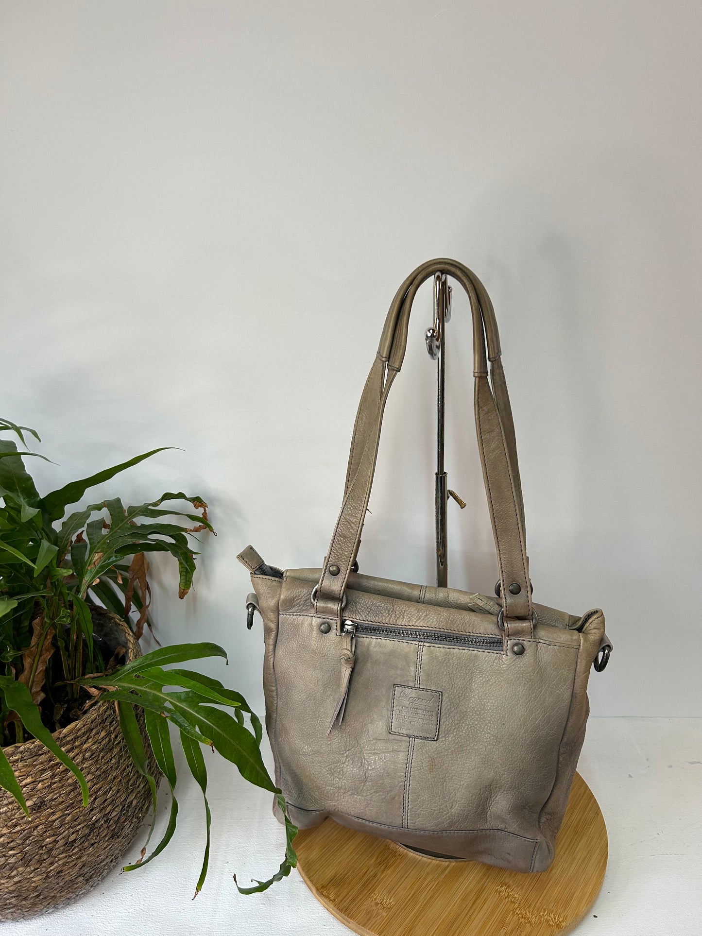 Echtleder Handtasche Elefantengrau - Legend