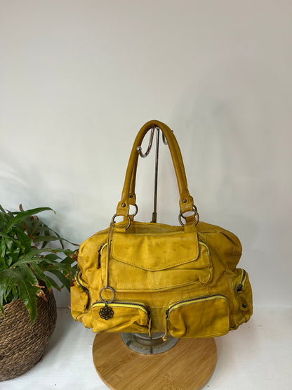 Tolle gelbe Echtleder Handtasche