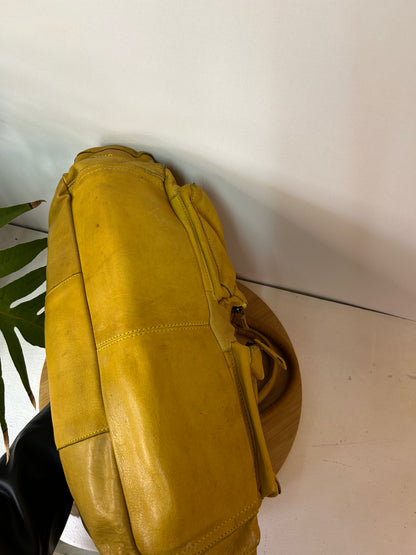 Tolle gelbe Echtleder Handtasche