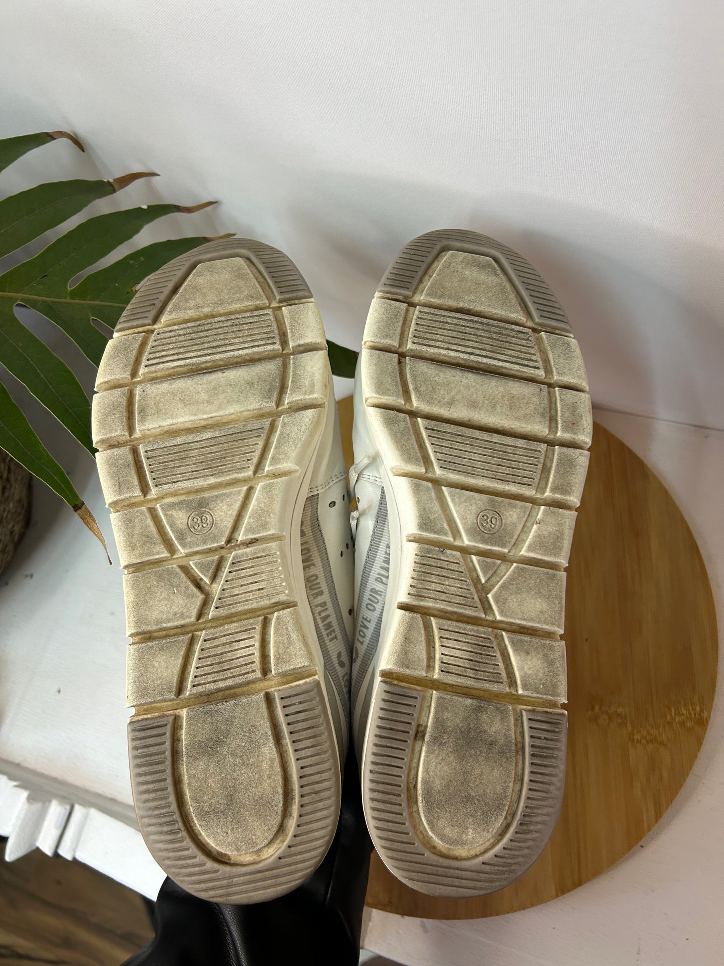 Coole weiße Sneaker Schuhe mit Reißverschlüssen - Love our Planet - Gr. 39