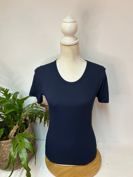 Basic Navyblue Struktur T-shirt - S. Marlon - Gr. M / 38