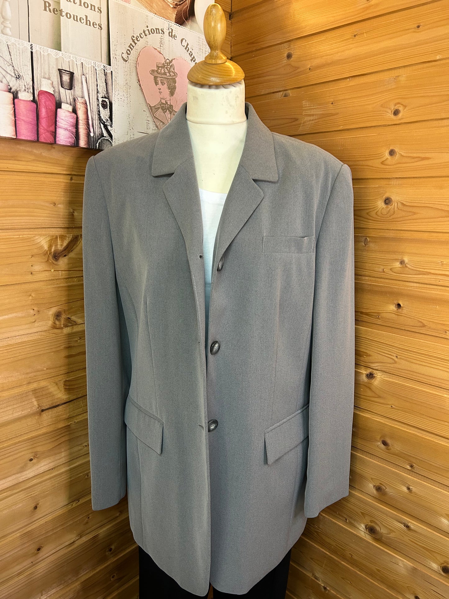 Oversize Business Blazer Grau - ELEGANCE - Gr. L / XL - 40 / 42