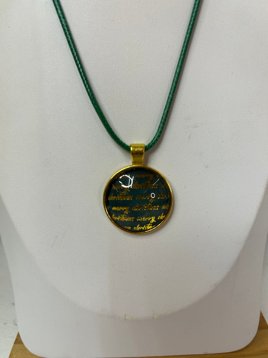 Handgemachte Cabochon Kette Merry Christmas - Schmuck