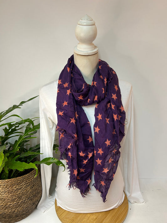 Weiches Tuch Sterne Rosa / Lila - VALUE - 100% Viskose