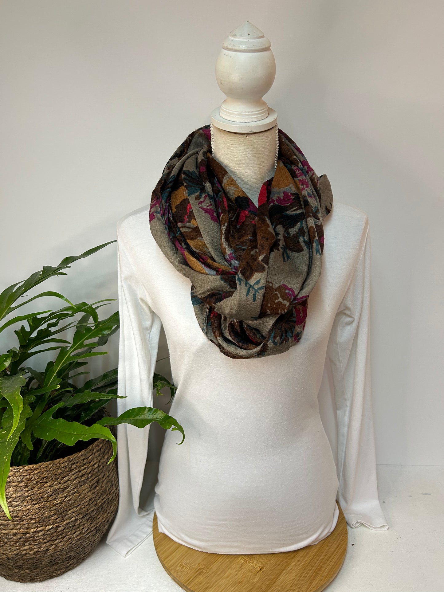 Loop / Tuch Floral Braun / Pink - Accessoires