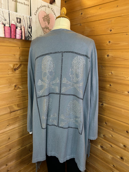 Toller Cardigan / Strickjacke Totenköpfe - Gr. XL / 42