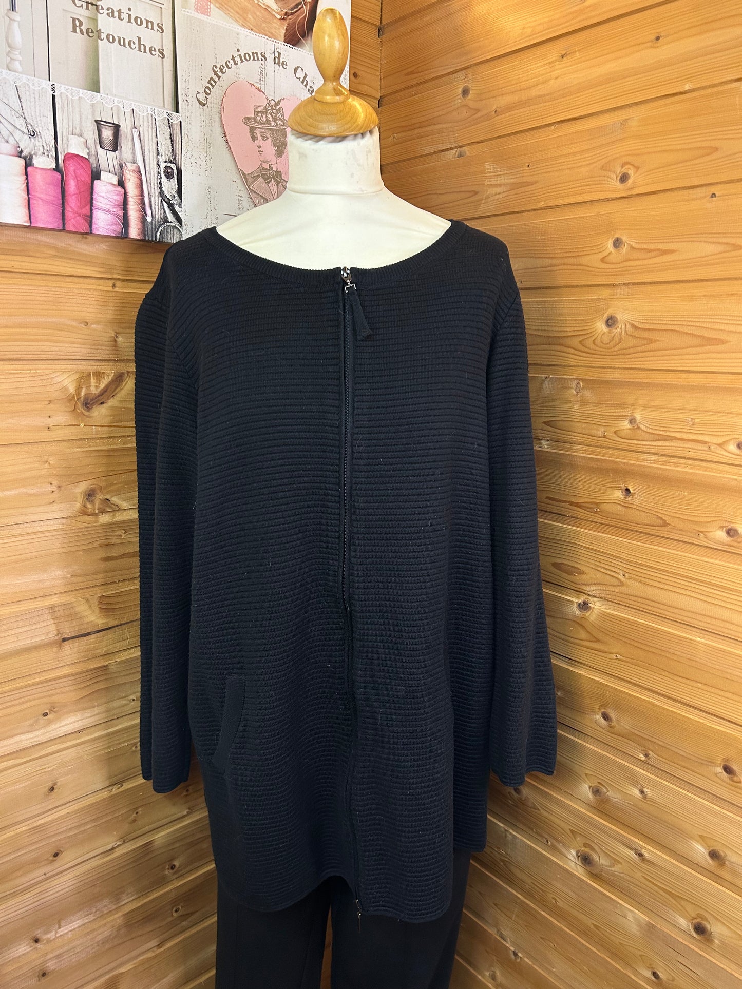 Lange Strickjacke Schwarz - Street One - Gr. XL / 42