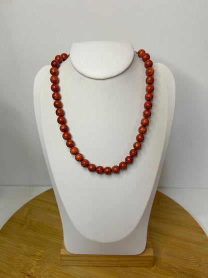 Polierte Koarallen Kette mit Silber Verschluss - Schmuck - Handgemacht