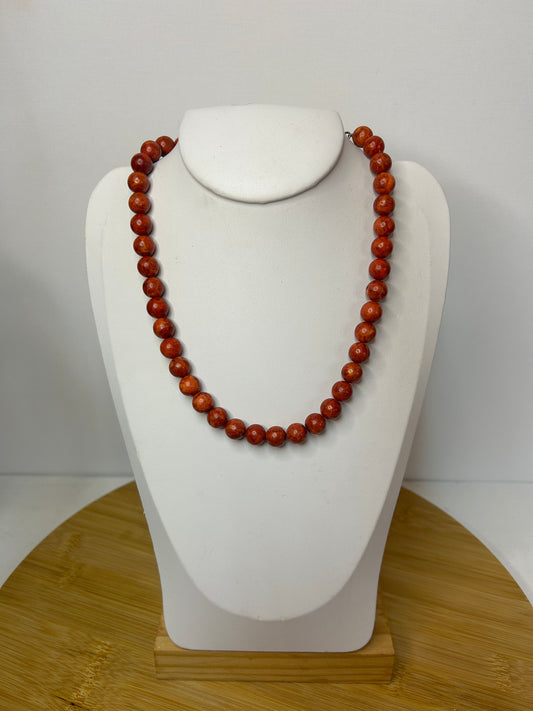 Polierte Koarallen Kette mit Silber Verschluss - Schmuck - Handgemacht