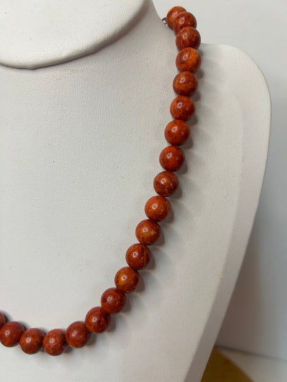 Polierte Koarallen Kette mit Silber Verschluss - Schmuck - Handgemacht