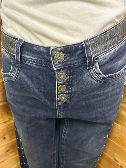 Jeans mit Nieten & Knopfleiste - Street One - Gr. M / 38