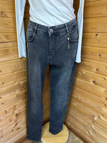 Silber gepunktete Jeans - Cartoon - Gr. L / 40