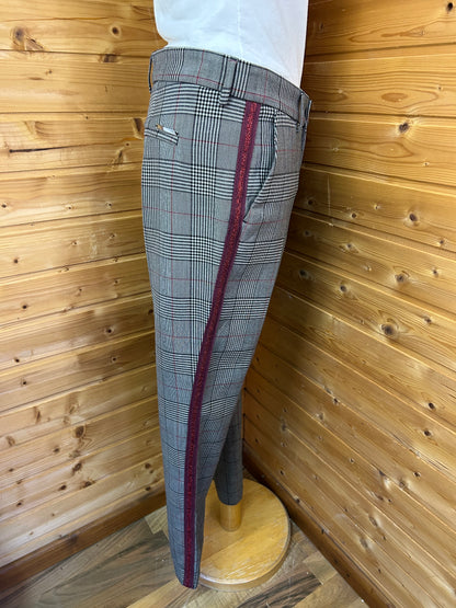 Karierte Stoffhose mit Glitzerstreifen - MAC - Gr. S / 36