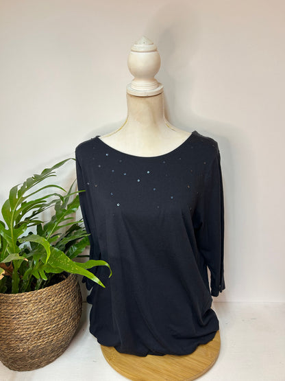 Dreiviertel Sweatshirt mit Pailletten - Triangle by s.Oliver - Gr. XL / 42