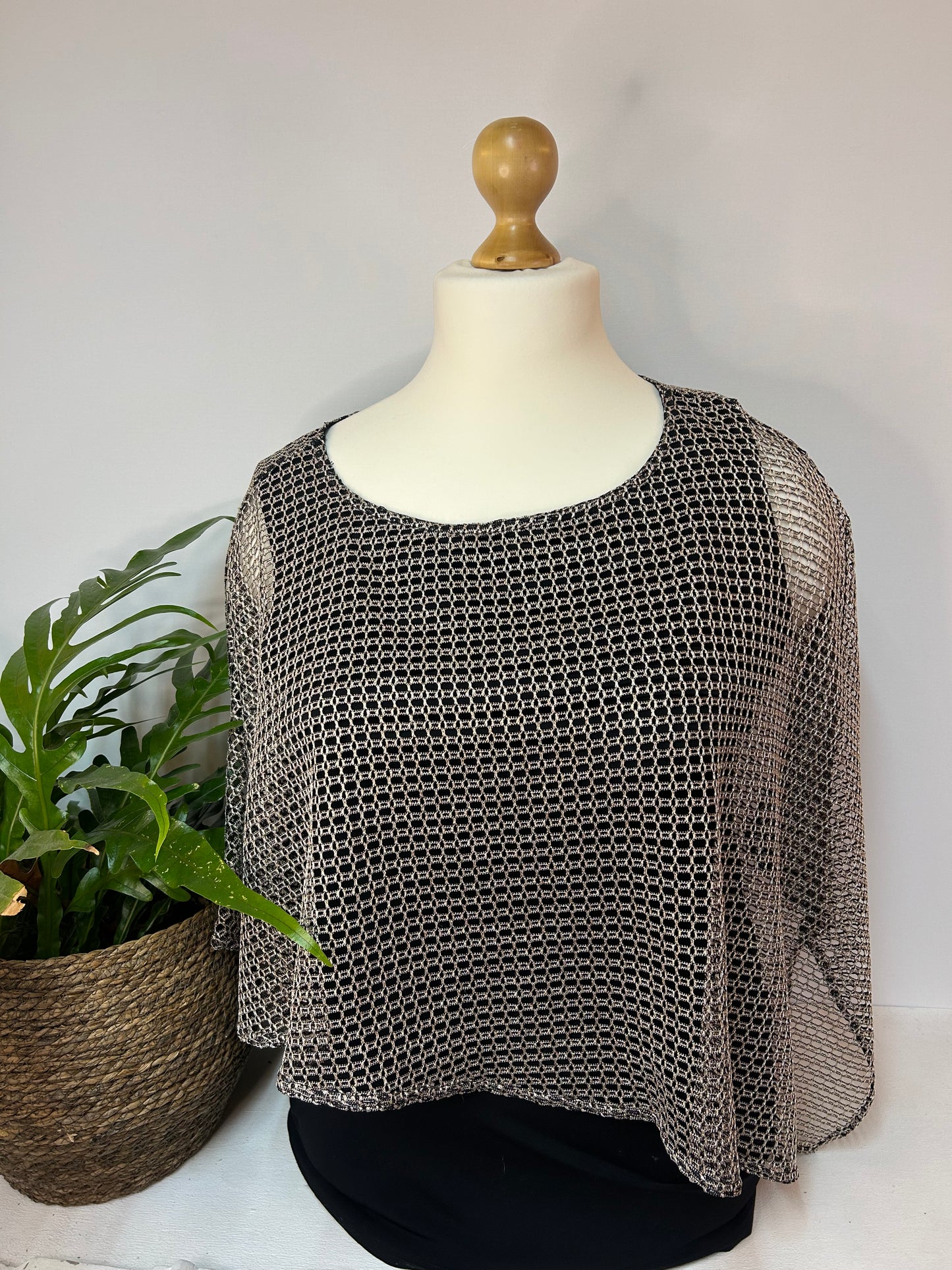 Glitzer T-shirt mit Überwurf - MIAMODA - Gr. XL / XXL - 42 / 44