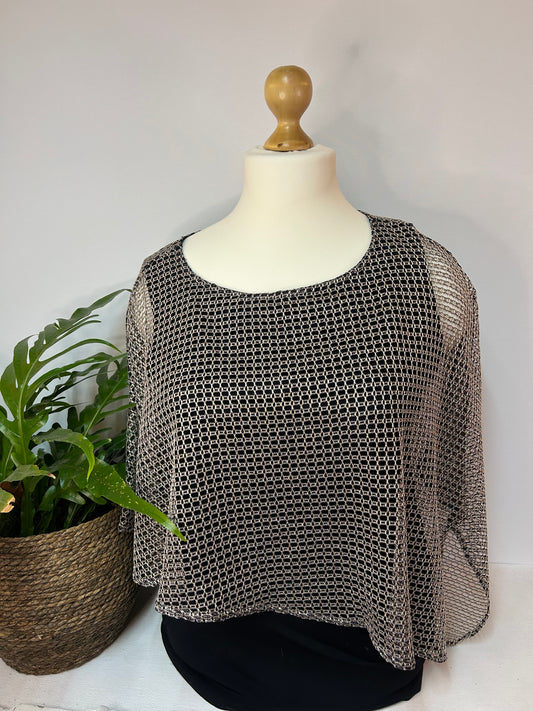 Glitzer T-shirt mit Überwurf - MIAMODA - Gr. XL / XXL - 42 / 44