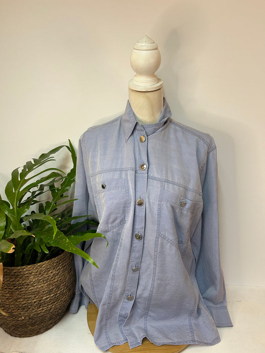 Vintage Blusenhemd mit silbernen Knöpfen - Betty Barclay - Gr. XL / 42
