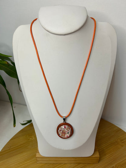 Cabochon Kette kleiner Lebkuchen Holzfassung - Schmuck - Handgemacht