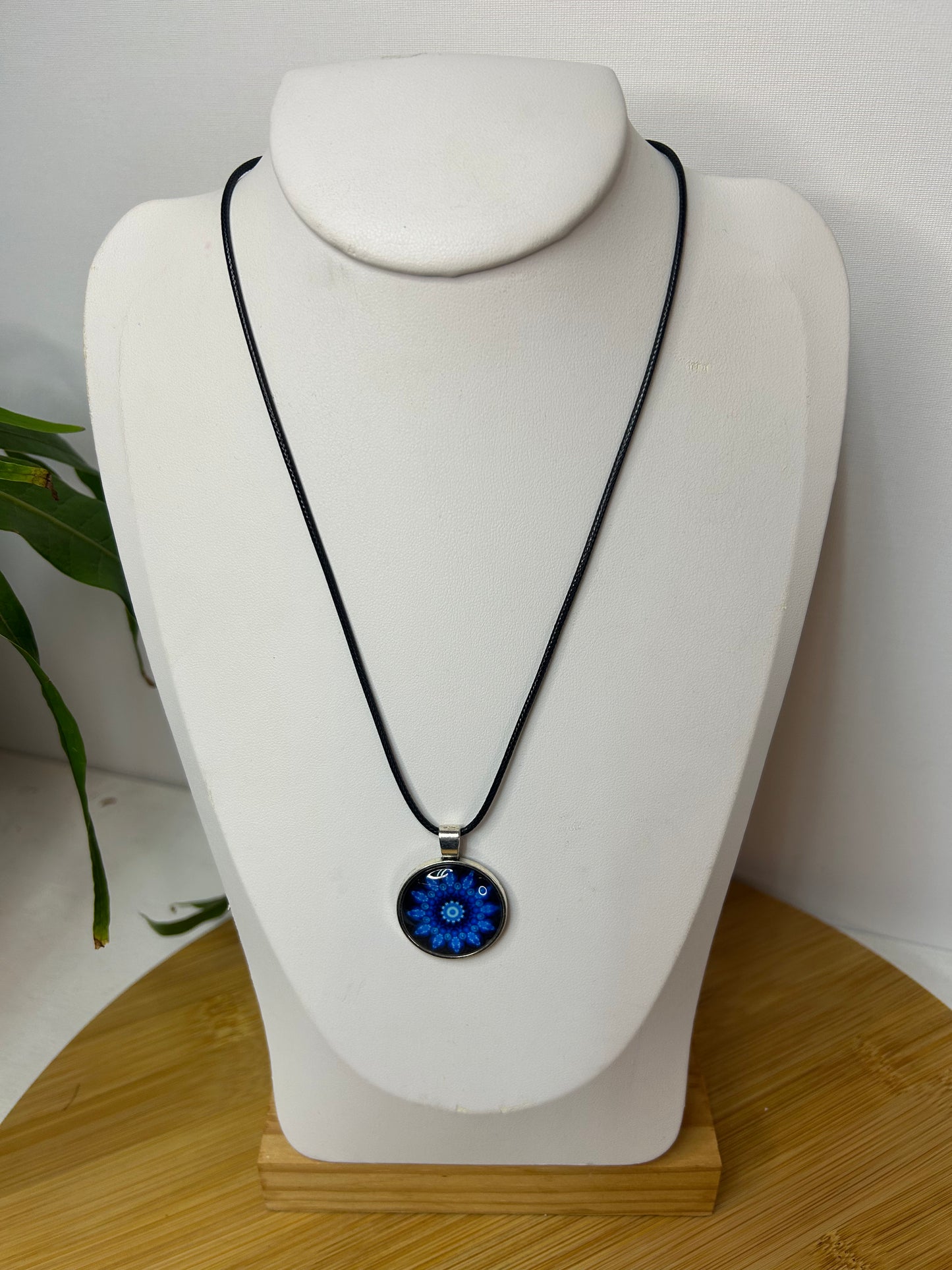 Cabochon Kette Mandala Blau & Türkis - Schmuck - Handgemacht