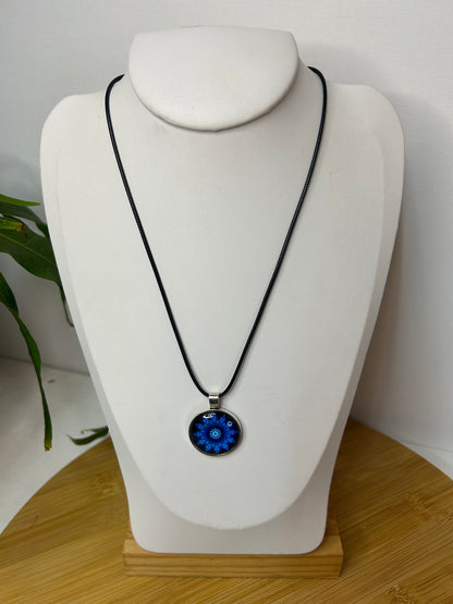 Cabochon Kette Mandala Blau & Türkis - Schmuck - Handgemacht
