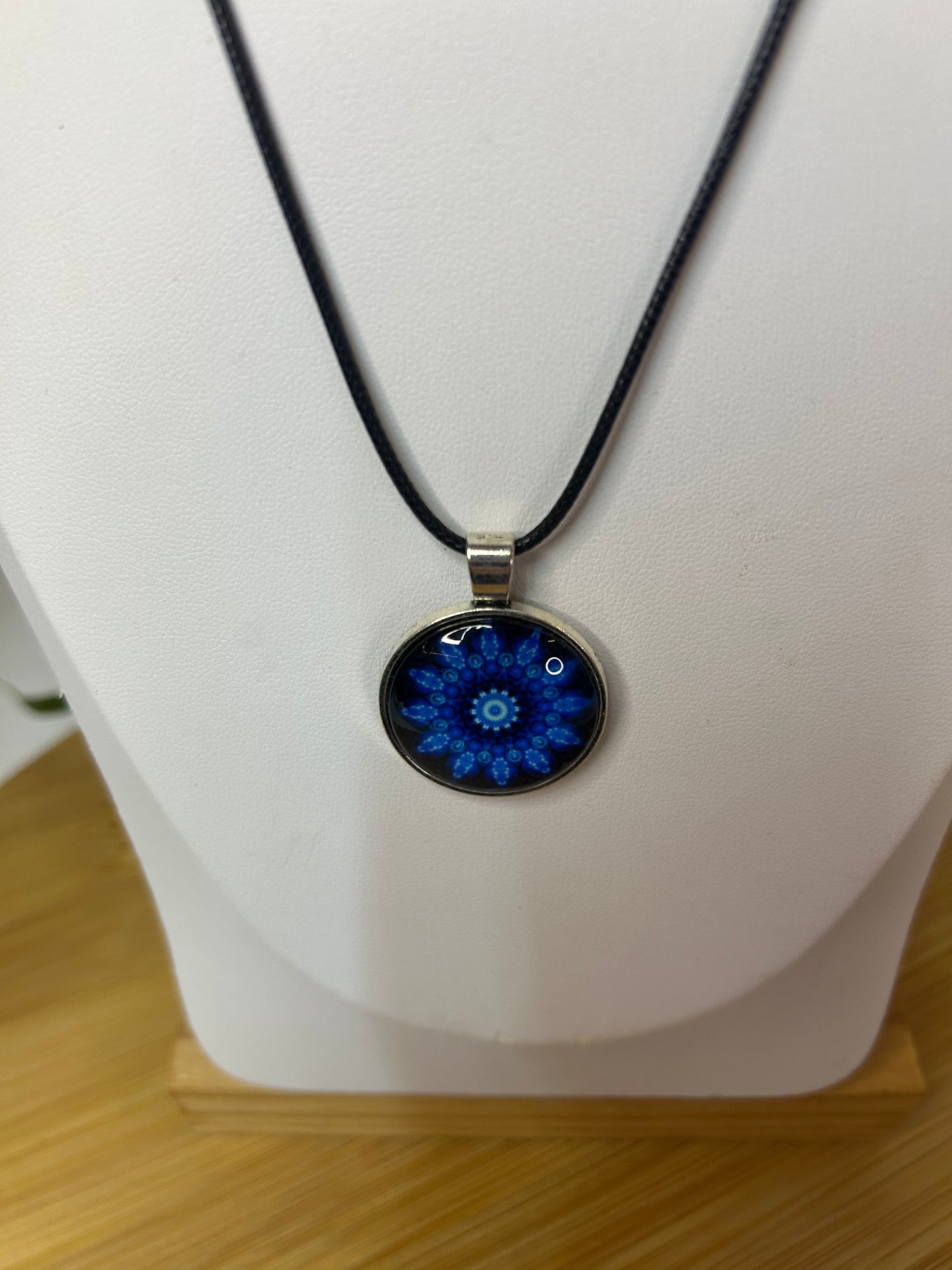 Cabochon Kette Mandala Blau & Türkis - Schmuck - Handgemacht