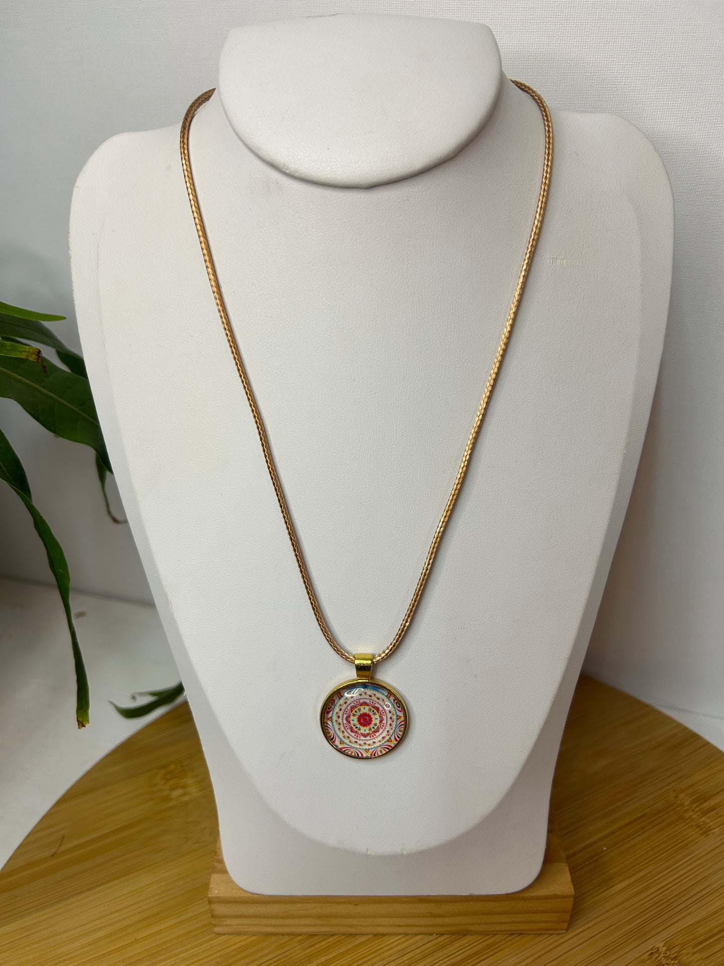 Cabochon Kette Mandala Bunt - Schmuck - Handgemacht