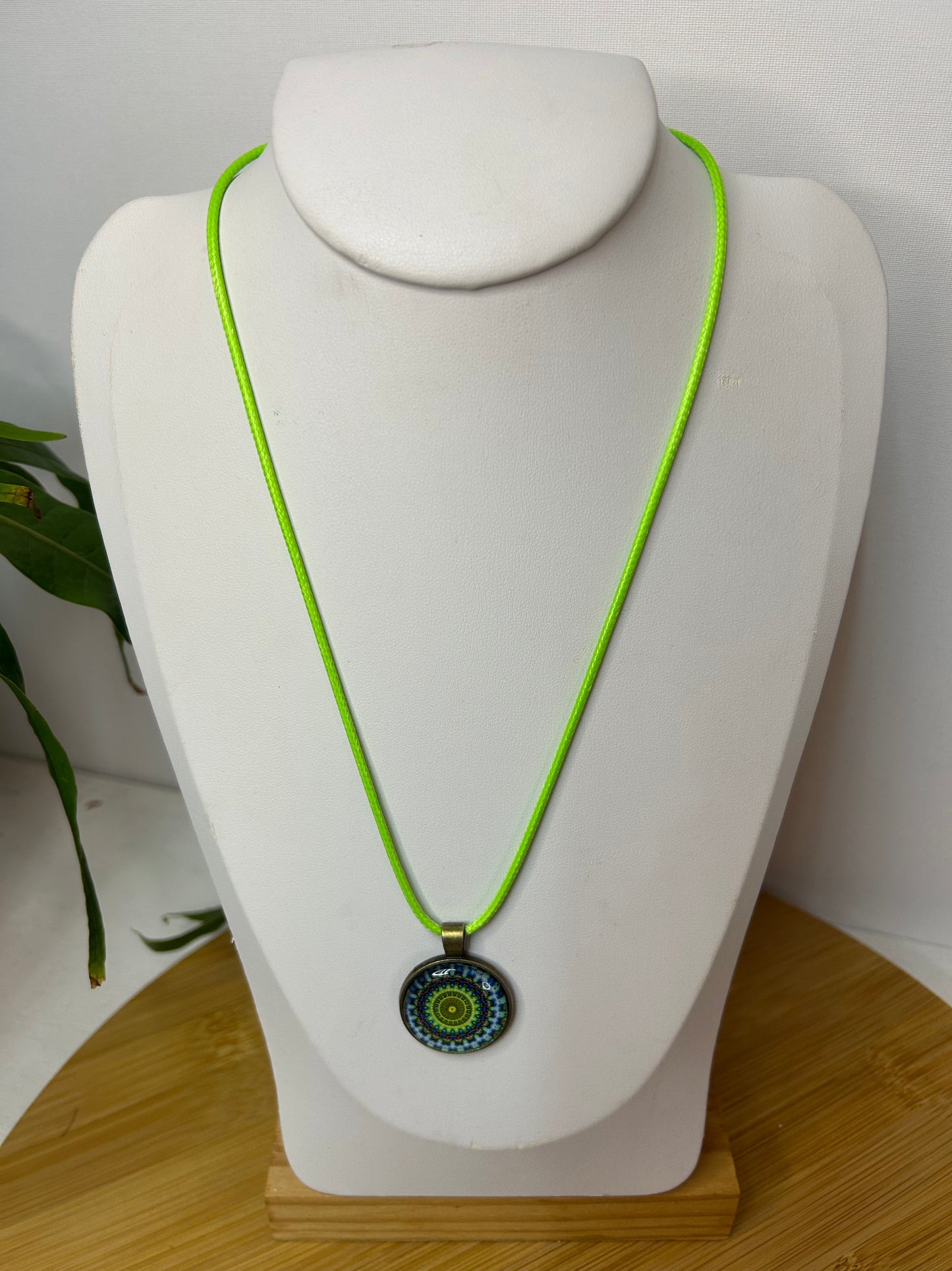 Cabochon Kette Mandala Türkis & Grün - Schmuck - Handgemacht