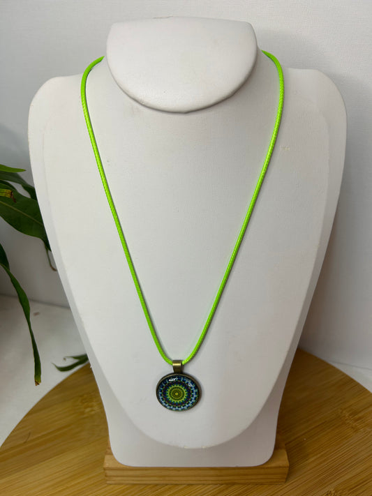 Cabochon Kette Mandala Türkis & Grün - Schmuck - Handgemacht