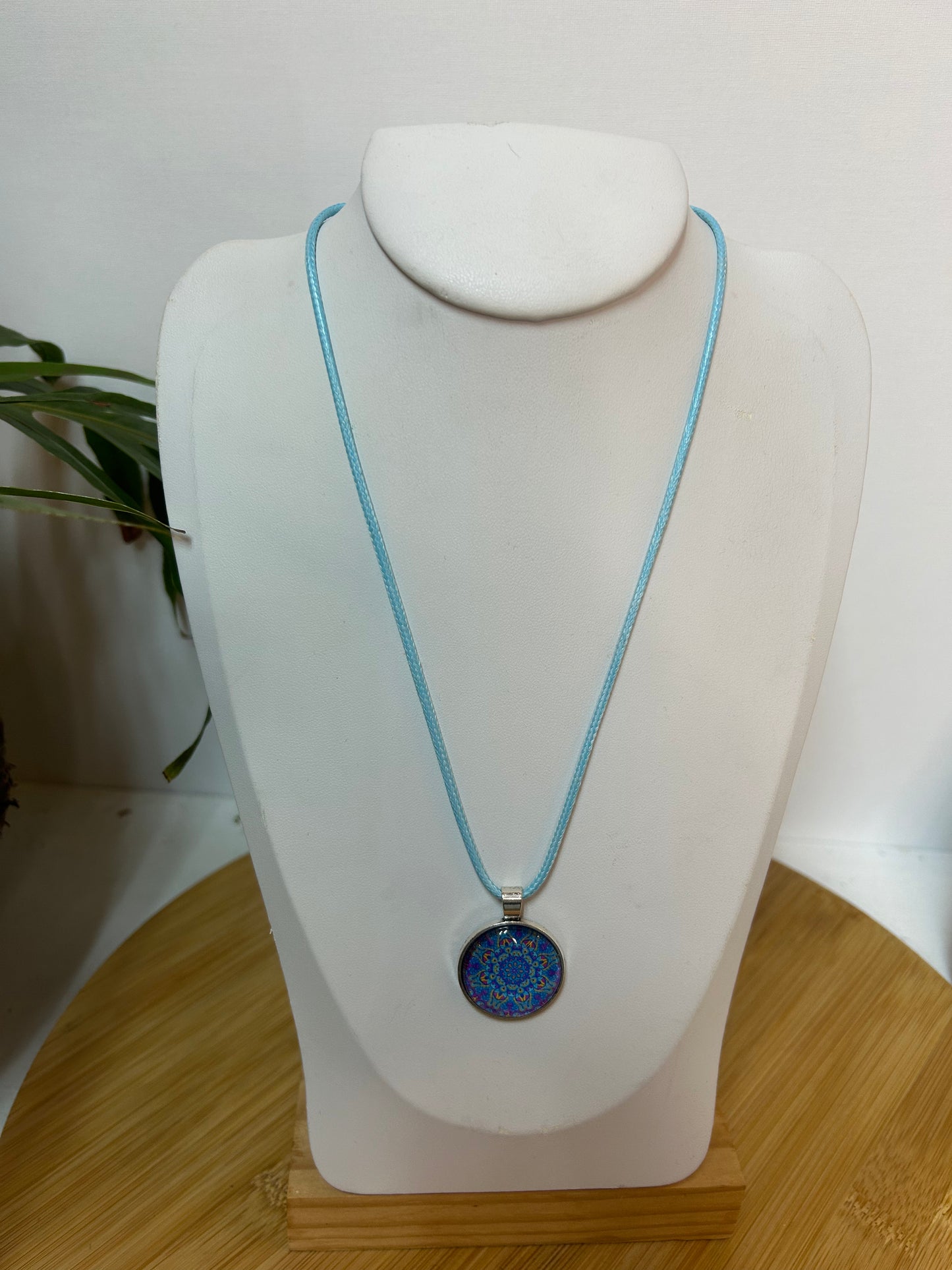 Cabochon Kette Mandala Bunt Metallfassung - Schmuck - Handgemacht