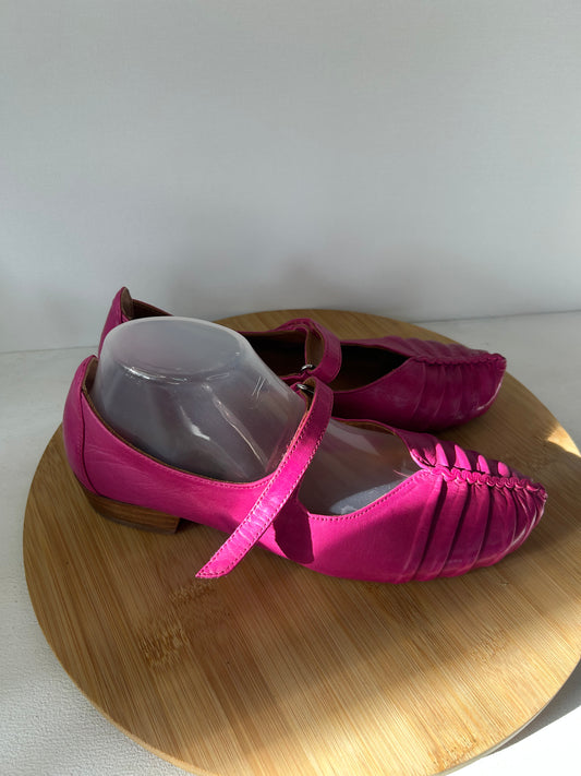 Pinke Mary-Jane-Ballerinas aus Leder - EVERBODY - Gr. 39 - Designer