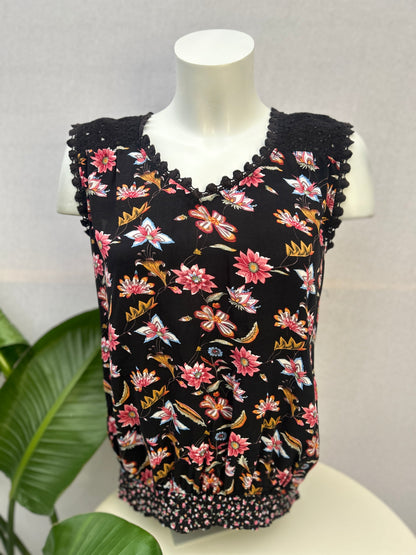 Kurzärmlige florale Bluse - SOLITAIRE - Gr. S