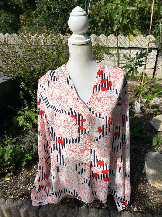 Bluse mit Muster - Rose + Olive Gr. XXL
