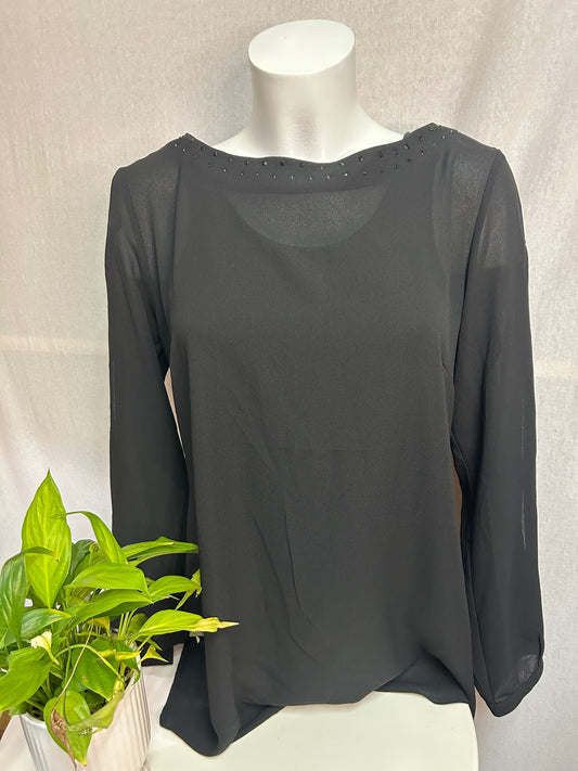 Schicke Bluse mit Glitzersteinen - S. Oliver SELECTION - Gr. L