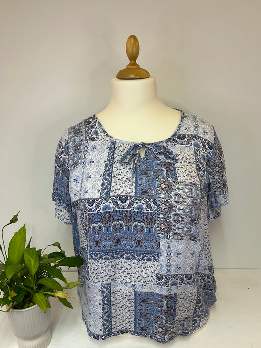 Paisley kurzarm Bluse - Laura Torelli - Gr. XXL