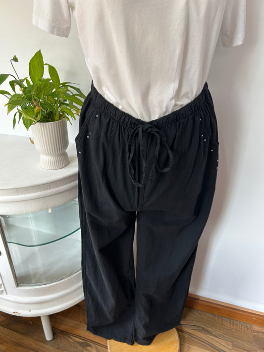 Süße Gummibund Stoffhose mit Strasssteinen - BLONDIX - Gr. S / M