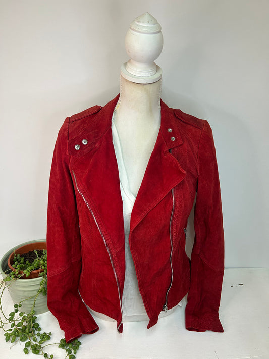 Rote Wildlederjacke - Yessica - Gr. S