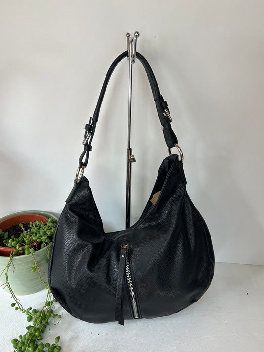 Schwarze Echtleder Handtasche - Made in Italy - Accessoires