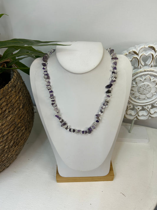 Edelsteinkette Bergkristall & Amethyst - Schmuck