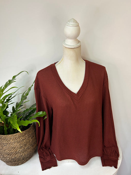 Sweatshirt mit gerippten Muster - Gr. L