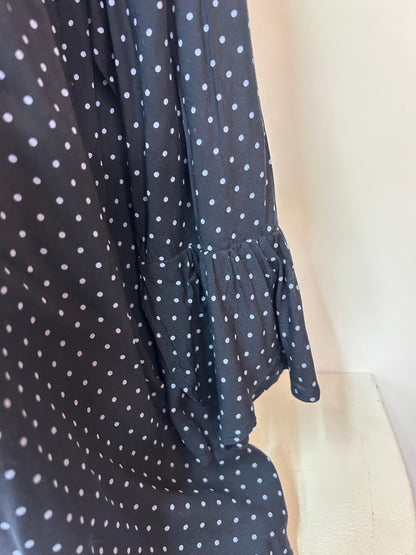Gepunkete Bluse mit Volants Ärmeln - Yessica - Gr. L