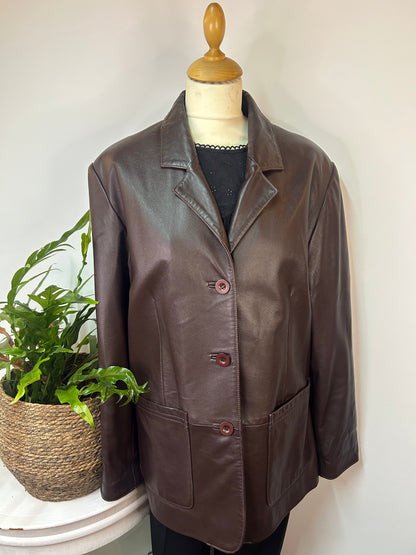 Vintage / Retro Echtleder Longblazer - Gr. 42