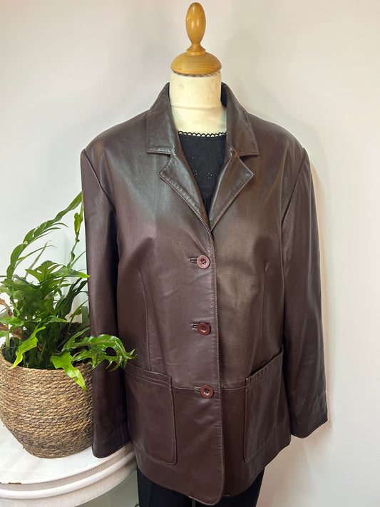 Vintage / Retro Echtleder Longblazer - Gr. 42